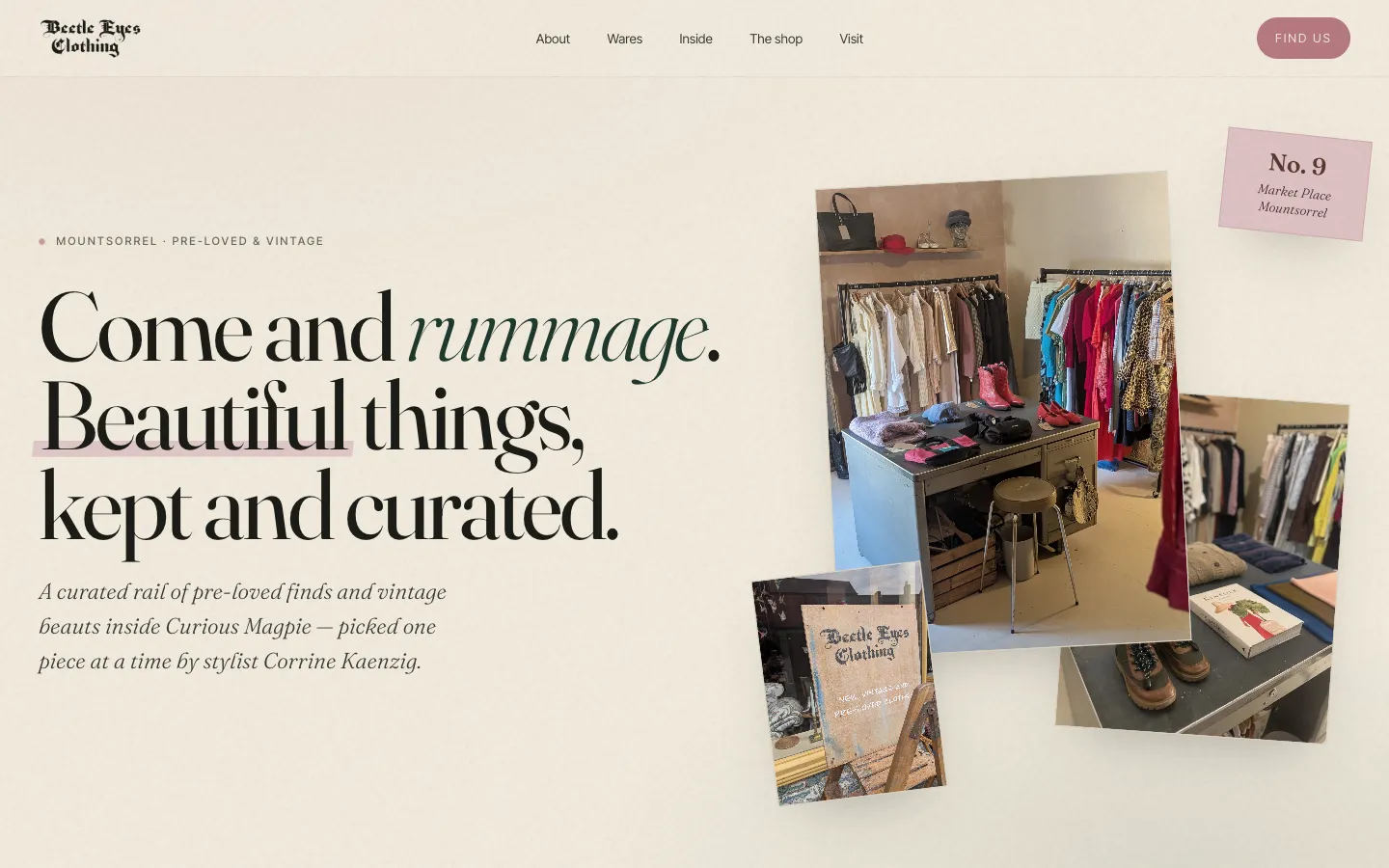 Beetle Eyes Clothing website