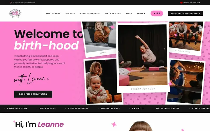 Birth-hood website on desktop