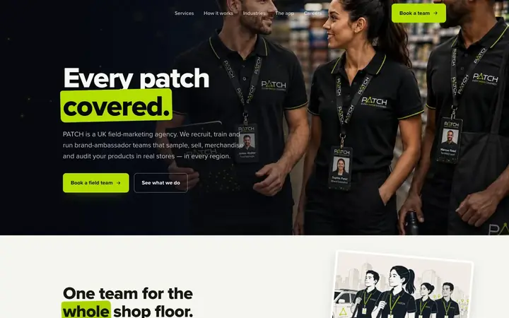 PATCH website on desktop