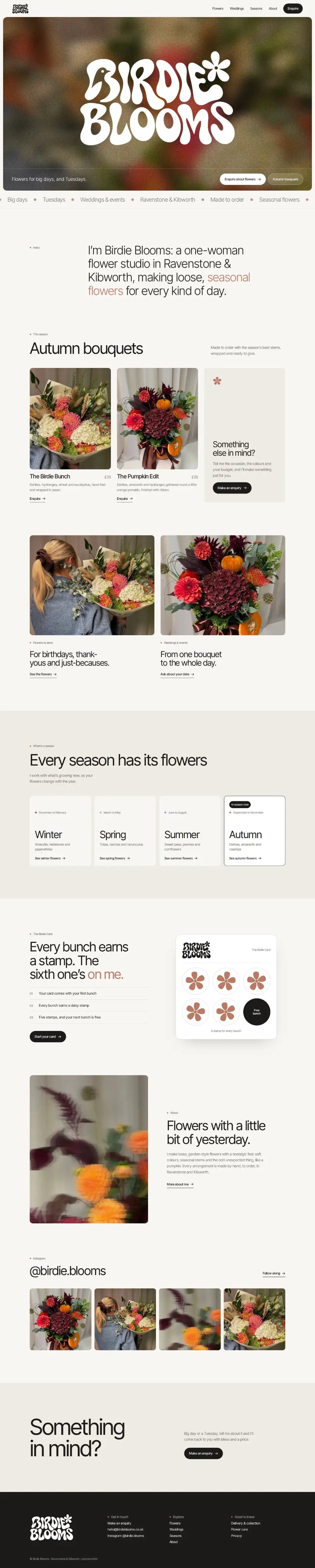 Home page designed around Groovy Bloom, desktop