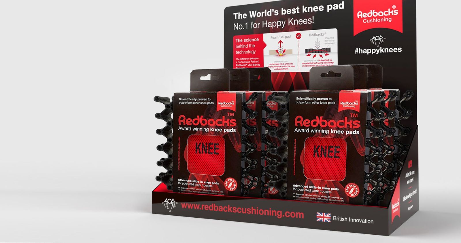 Redbacks counter display full of knee pads
